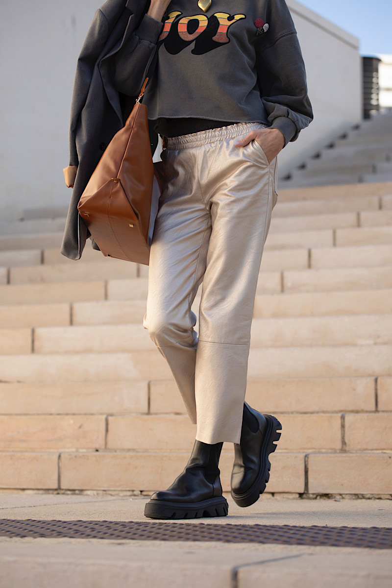 Maevy Mouvement Libre - Pantalon Vegan Champagne