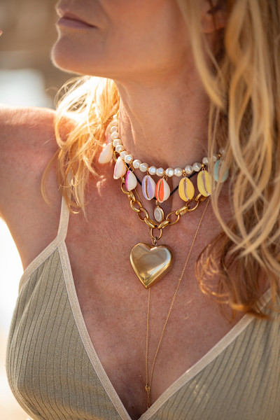 THE SHELL DEALER - Collier Coquillage Poppers Multico