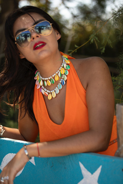 Marguerite à la plage - Robe Bandol Mandarine