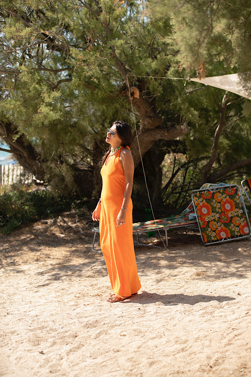 Marguerite à la plage - Robe Bandol Mandarine
