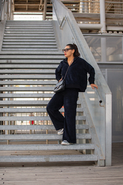 Maevy Mouvement Libre - Pantalon Vintage Black Velours