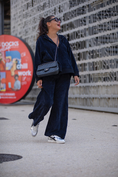 Maevy Mouvement Libre - Pantalon Vintage Black Velours