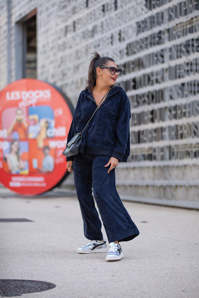 Maevy Mouvement Libre - Pantalon Vintage Black Velours