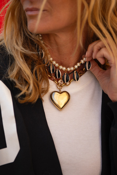 THE SHELL DEALER - Collier Coquillage Poppers Black & Gold