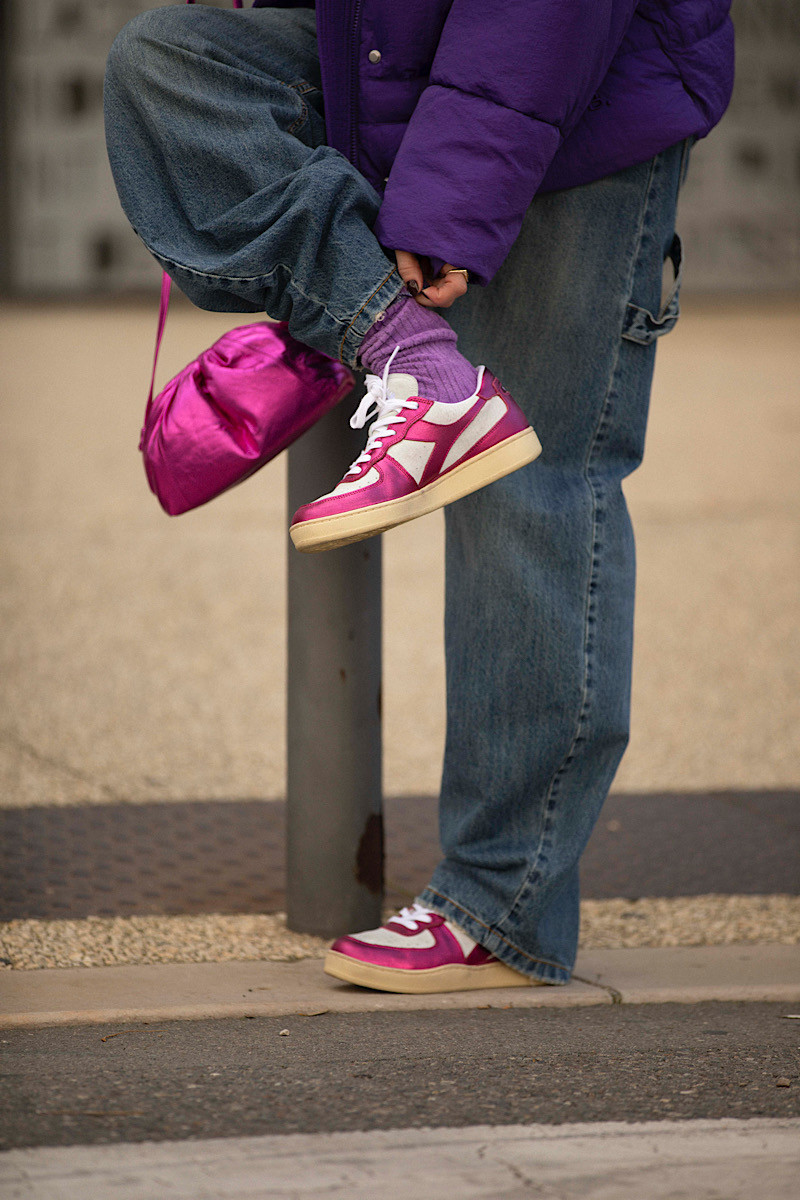 Diadora - Baskets Low Metal Pigskin Used WN Bianco/Viola
