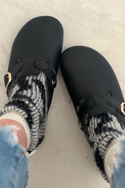 Scholl - Sabots Sheepskin Black