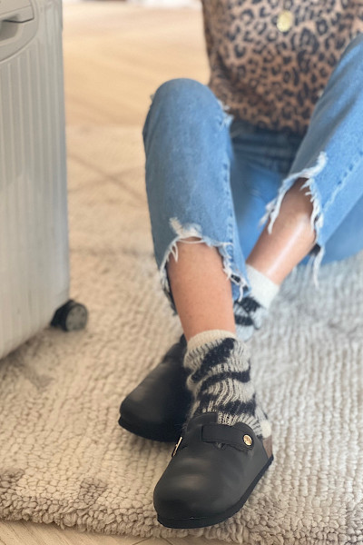 Scholl - Sabots Sheepskin Black