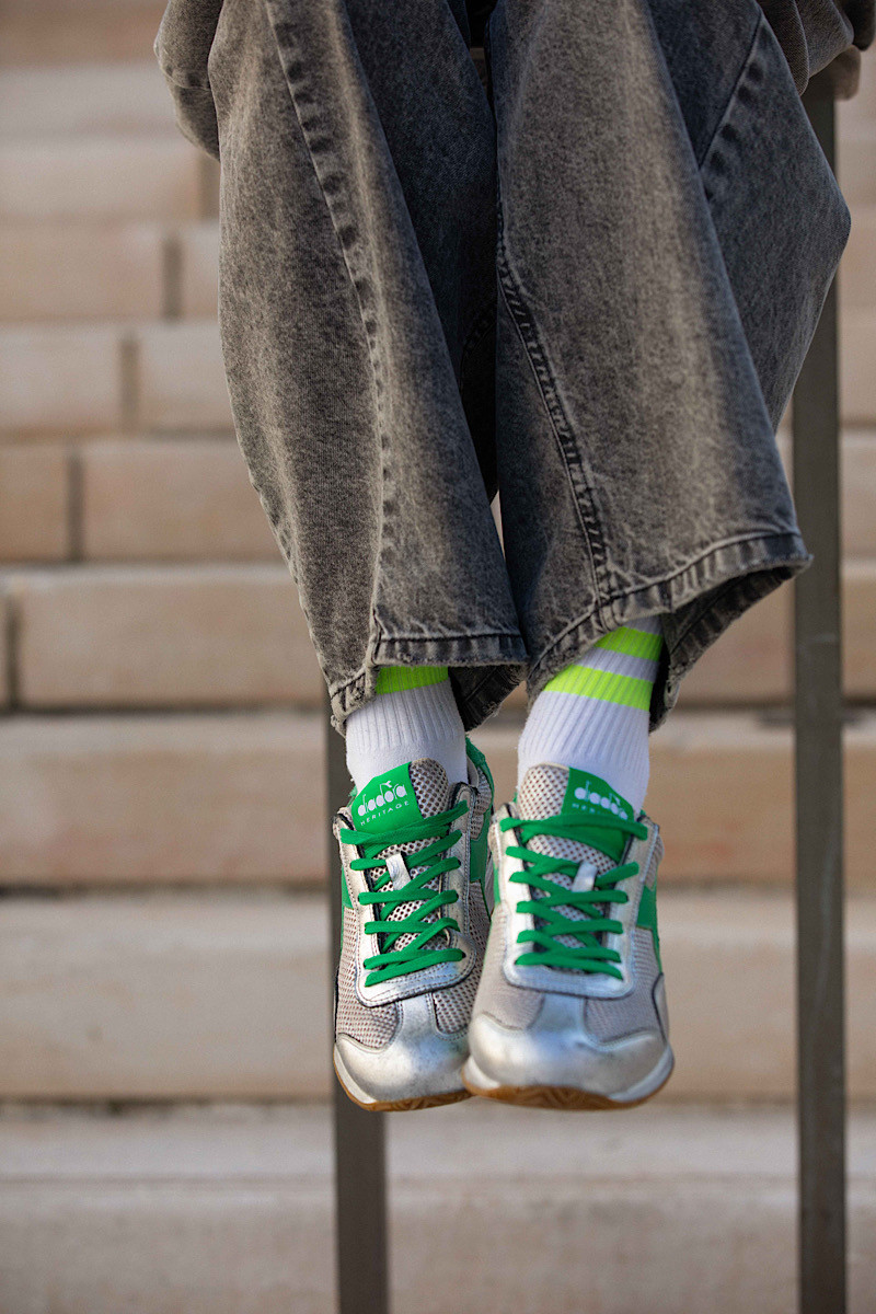 Diadora - Baskets Equipe Argent/Vert