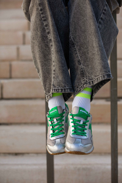 Diadora - Baskets Equipe Argent/Vert