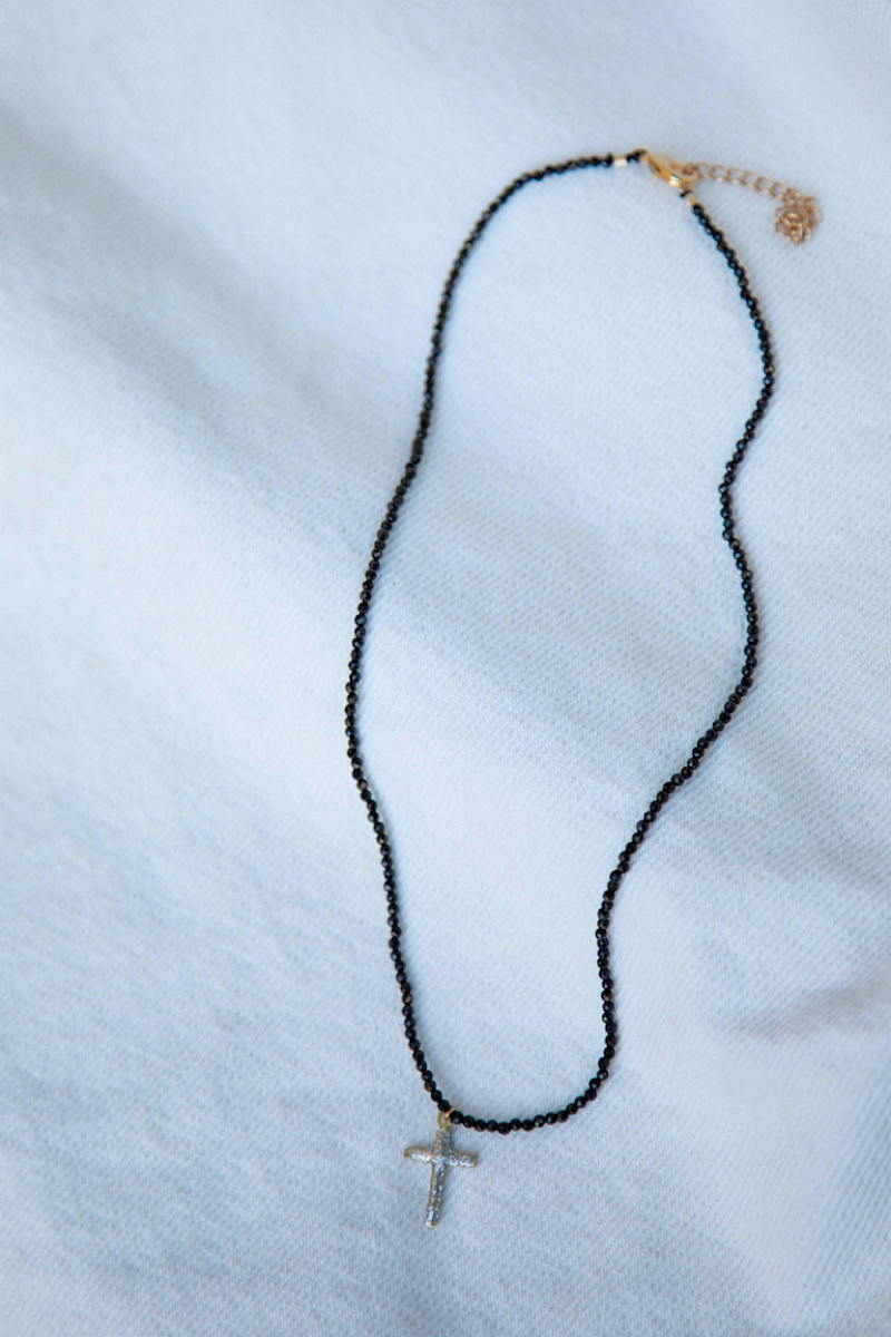 LDC - Collier Perle Croix Onyx
