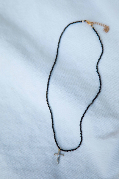 LDC - Collier Perle Croix Onyx