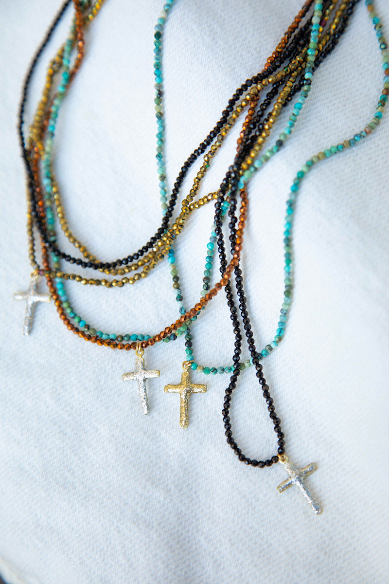 LDC - Collier Perle Croix Onyx