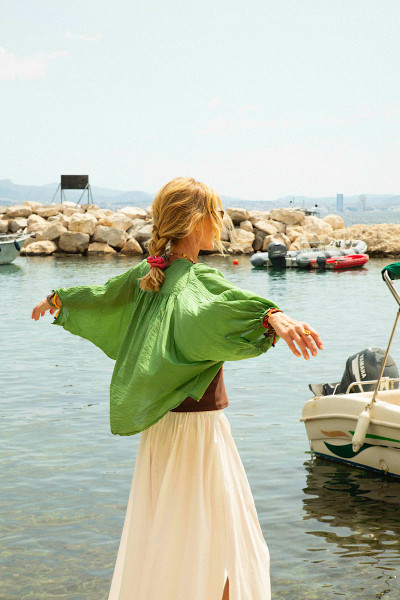 Madone - Blouse Coton Vert