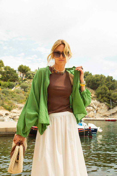 Madone - Blouse Coton Vert