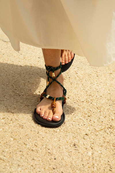 FLOWZE - Sandales Flo Twin Marron/Vert