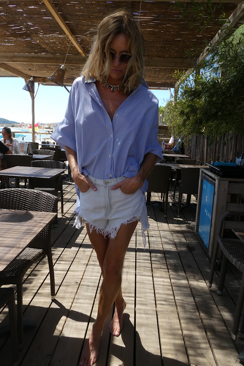 Madone - Chemise Rayures Bleu Sun