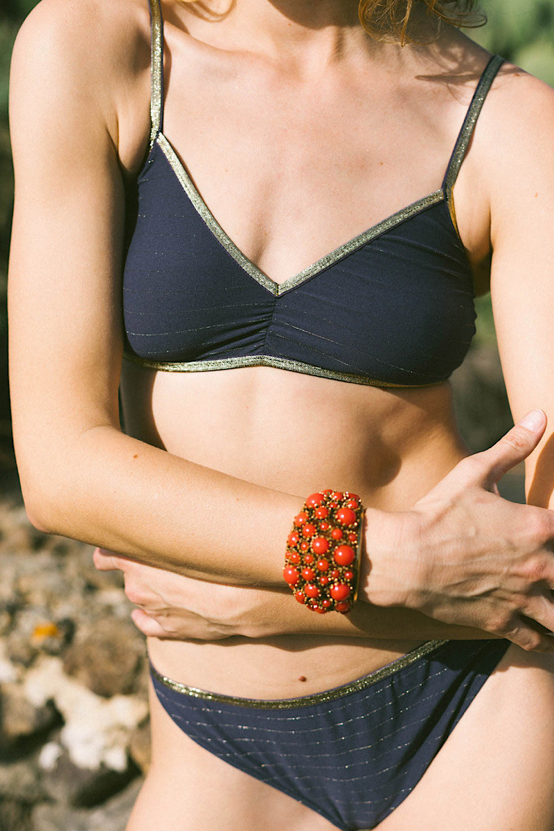 La Nouvelle - Brassière Georgia Mousses Amovibles Navy Gold