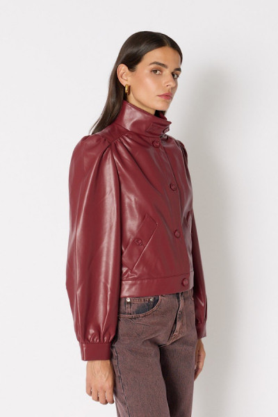BERENICE - Veste Gab Simili Cuir Burgundy (2)