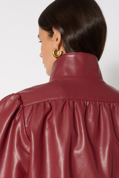 BERENICE - Veste Gab Simili Cuir Burgundy