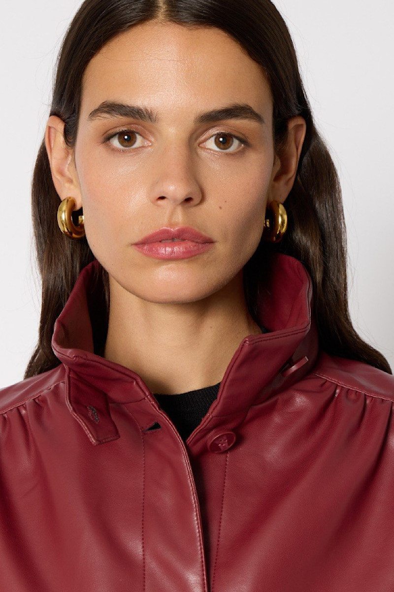 BERENICE - Veste Gab Simili Cuir Burgundy