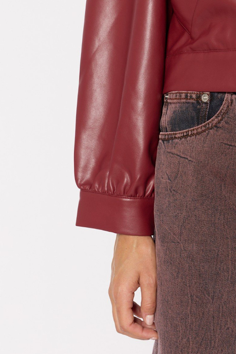 BERENICE - Veste Gab Simili Cuir Burgundy