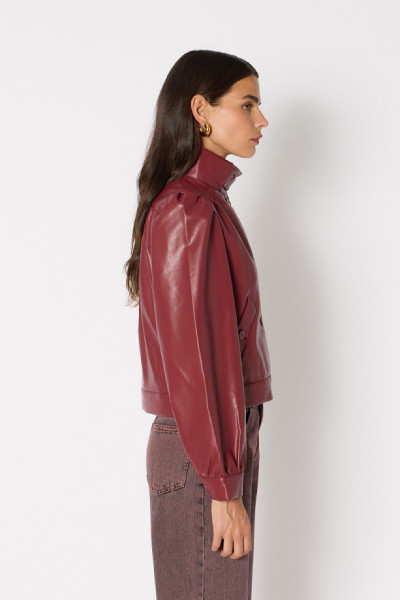 BERENICE - Veste Gab Simili Cuir Burgundy