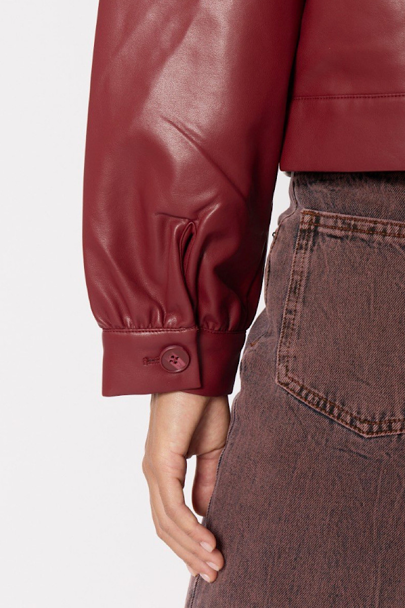 BERENICE - Veste Gab Simili Cuir Burgundy