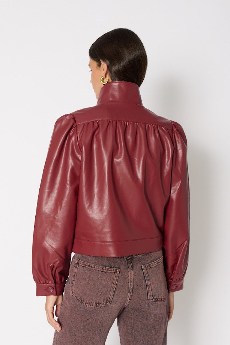 BERENICE - Veste Gab Simili Cuir Burgundy