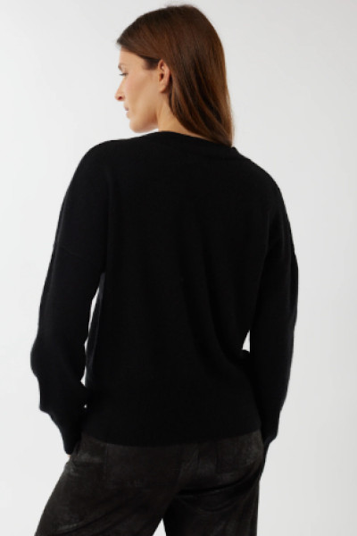 Maevy Mouvement Libre - Pull Loup Col V Noir (2)