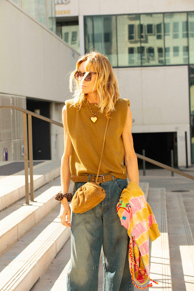 Souvenir - Pull Sans Manche Retro Kaki