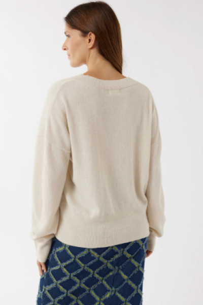 Maevy Mouvement Libre - Pull Loup Col V Off White
