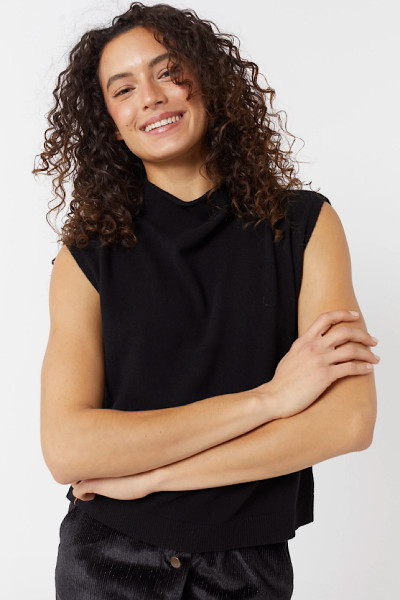 Maevy Mouvement Libre - Pull Olympe Sans Manches Noir (2)