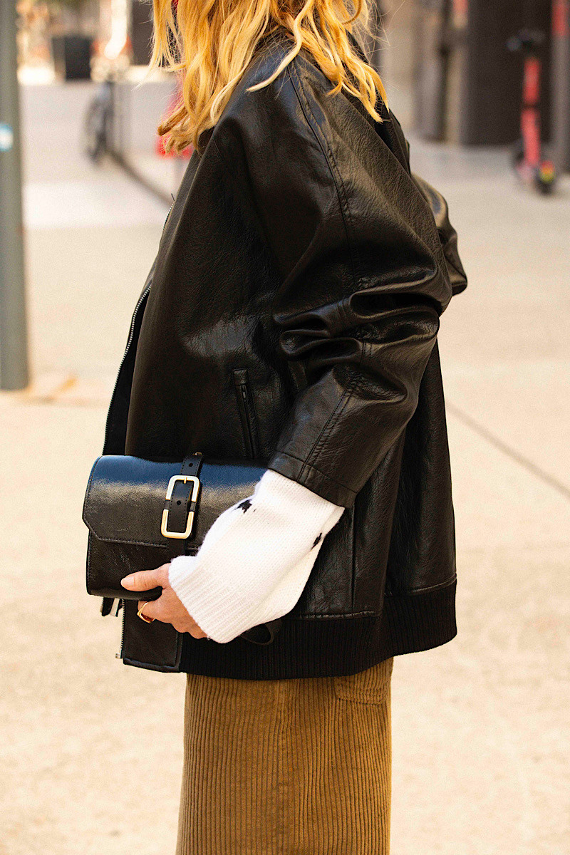 BERENICE - Blouson Garda Simili Cuir Black