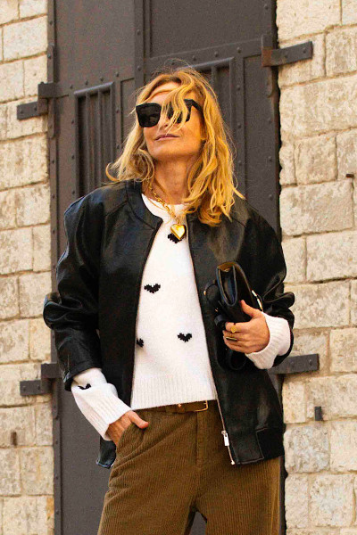 BERENICE - Blouson Garda Simili Cuir Black