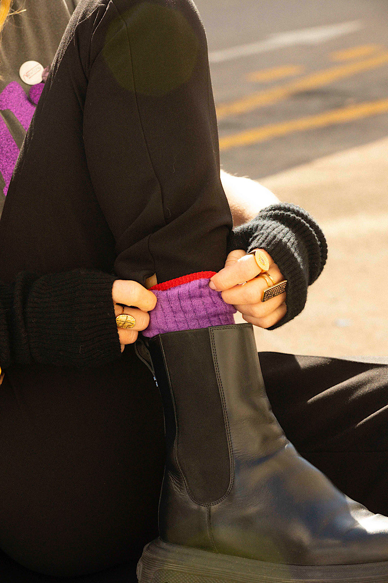 ALTO MILANO - Chaussettes Susan Violette Rouge