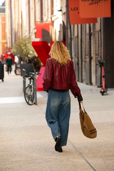 BERENICE - Veste Gab Simili Cuir Burgundy