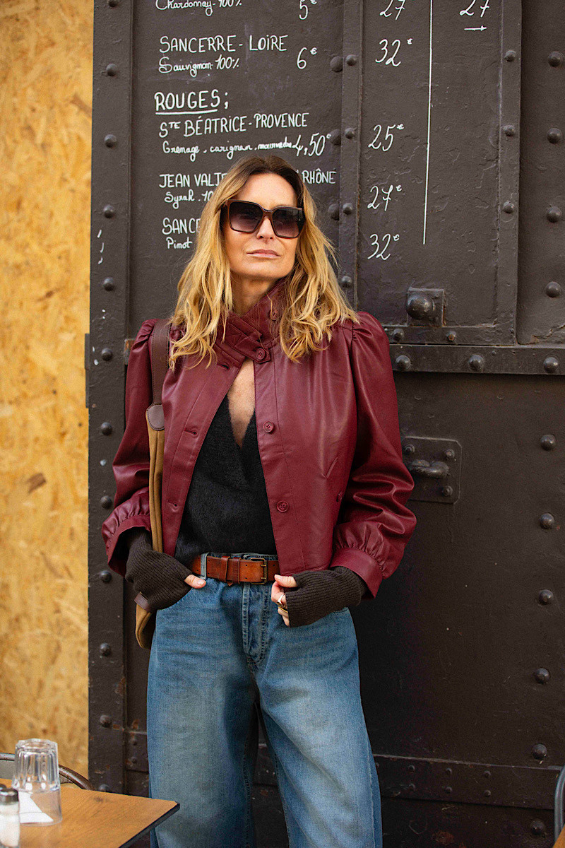 BERENICE - Veste Gab Simili Cuir Burgundy