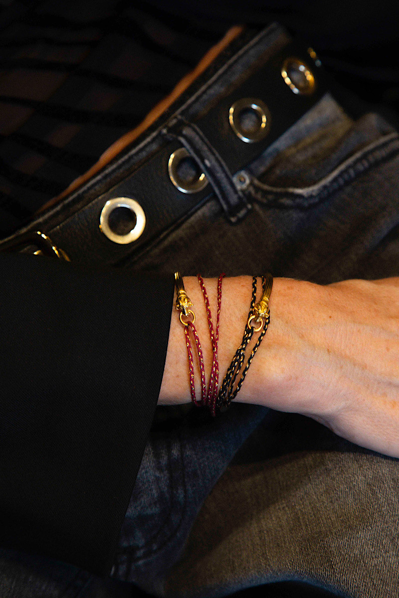 LOUISE HENDRICKS - Bracelet Jonc Cornes Bordeaux