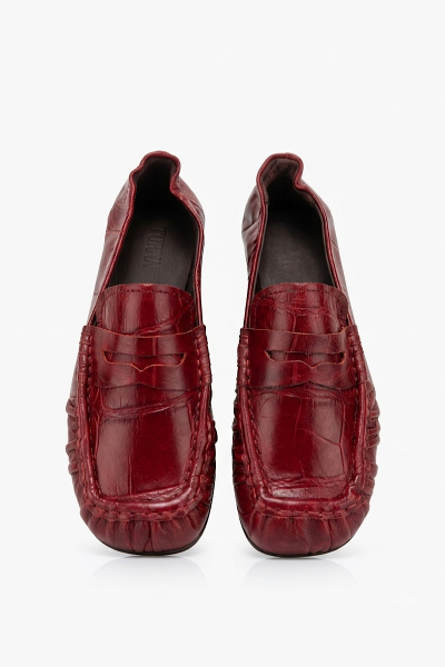 TORAL - Mocassin Cuir Peny Bordeaux