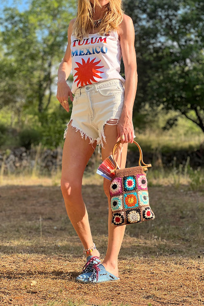 Newtone - Tshirt Debardeur Nattie Tulum Dirty White
