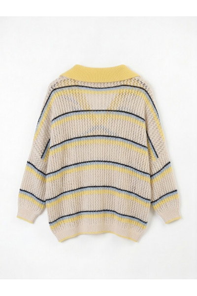 Madone - Top Polo Crochet Yellow Blue (2)