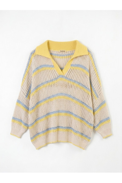 Madone - Top Polo Crochet Yellow Blue