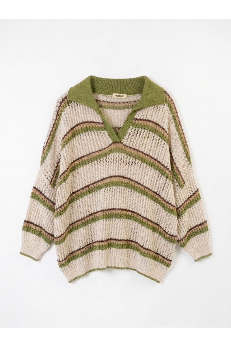 Madone - Top Polo Crochet Green Brown