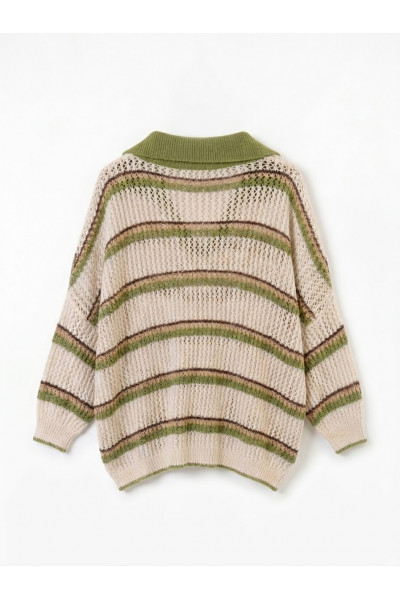 Madone - Top Polo Crochet Green Brown (2)