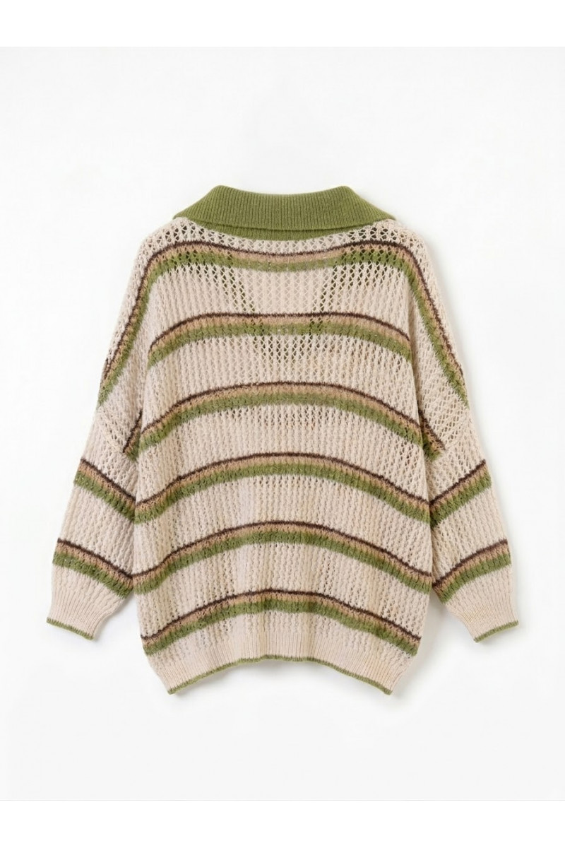 Madone - Top Polo Crochet Green Brown