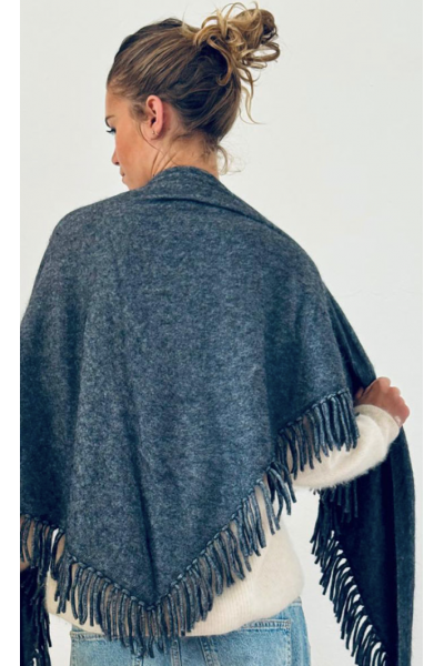 Ida Degliame - Echarpe Davina Gris Anthracite