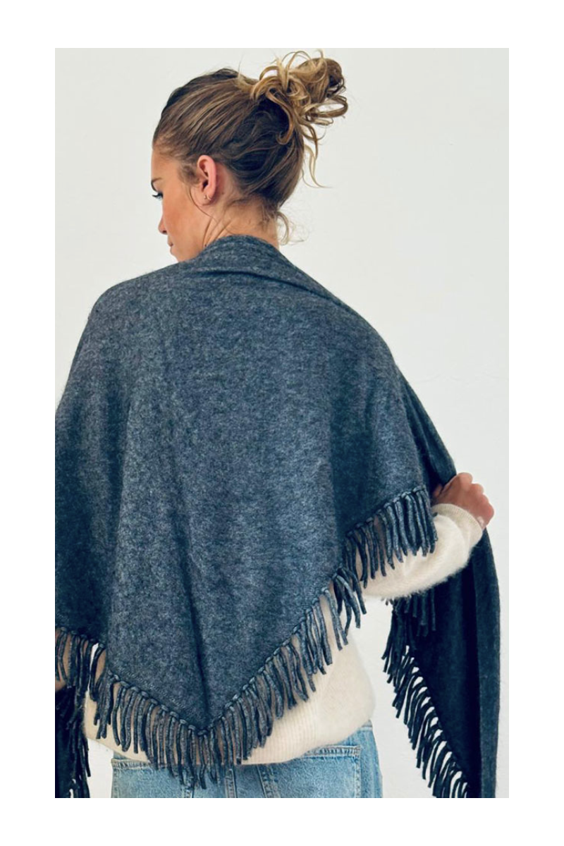 Ida Degliame - Echarpe Davina Gris Anthracite